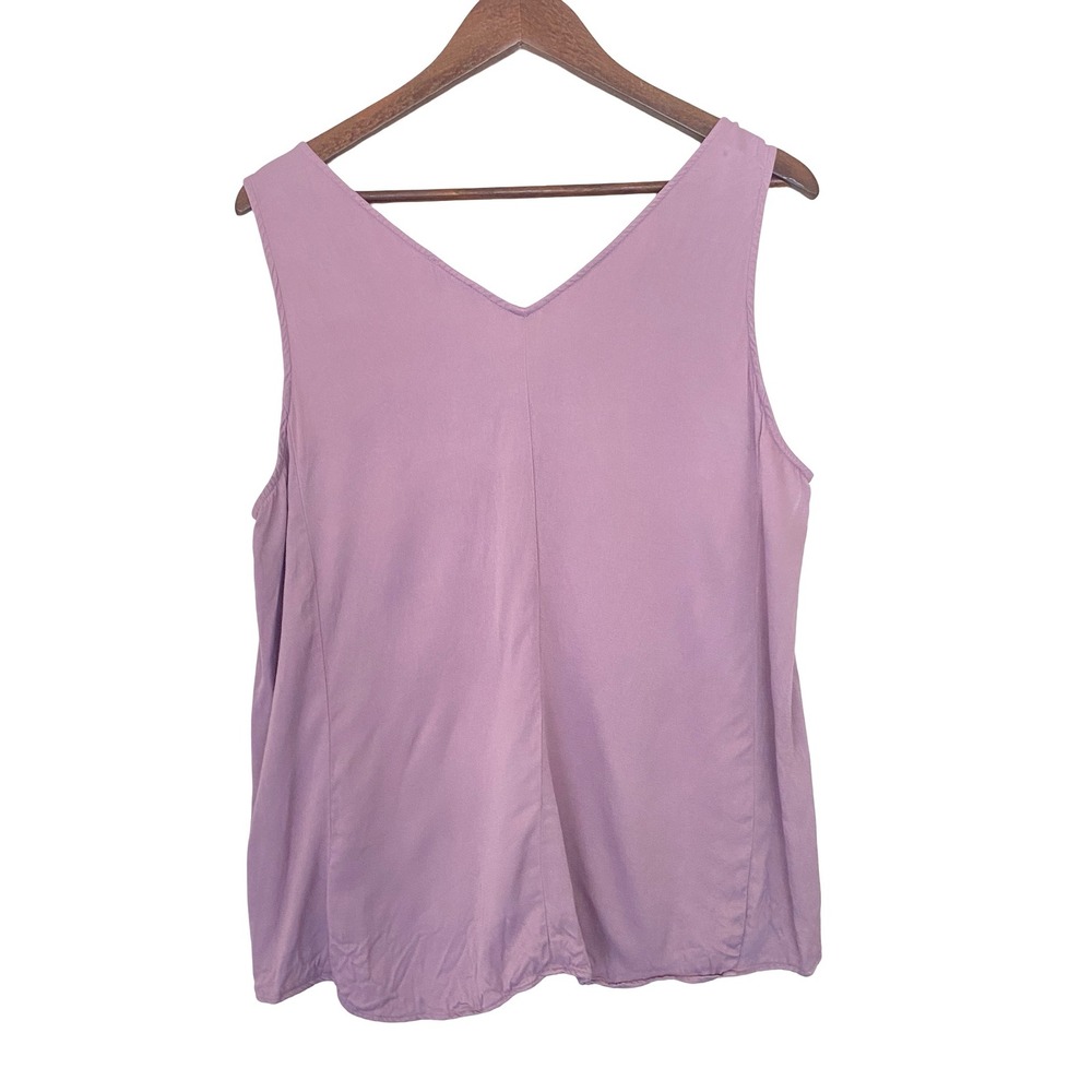 Nordstrom V-Neck Cami Tank Top Womens Large Purple Sleeveless Viscose Blouse - Picture 2 of 7